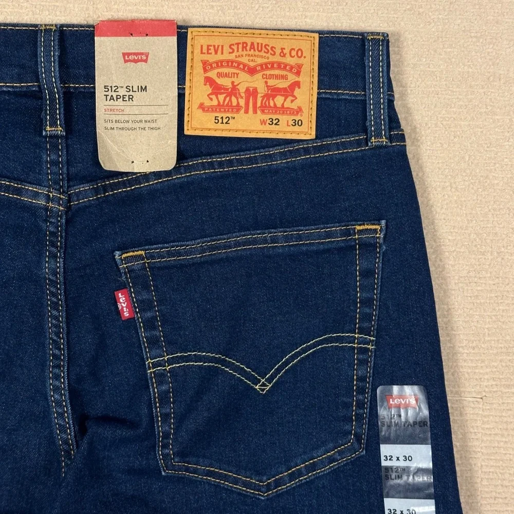 Levi's 512 Jeans NWT Mens 32x29 Slim Taper Dark Wash Stretch Denim (Tag 32x30)